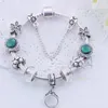 Bracelet à bricoler soi-même cristal vert breloque perles bracelets anneau pendentif quatre feuilles breloques 925 chaîne de serpent en argent pour petite amie comme cadeau