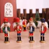 Nutcracker Puppet Soldier Wooden Crafts Christmas Desktop Ornaments Christmas Decorations Birthday Gifts For Kids Girl Place Arts GGA2112