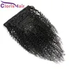 Kinky Curly Clips In On Extensions Brazilian Virgin Human Hair Natural Black 8pcs 120g/set Curly Double Machine Weft Clip Ins