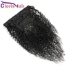 Erweiterungen Neu eingetroffen Malaysisches reines verworrenes lockiges Echthaar-Clip-Ins 8 Stück 120 g/Set Ganzkopf-Locken-Clip-In-Extensions 8"24" natürliches Bla