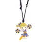 Mode Crystal Cheerleader Cartoon Figur Dance Girl Pendant Cheerleading Girl Sports Justerbar Wax Rope Necklace