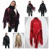 Plaid Poncho Moda Dzianina Kaszmir Szaliki Dziewczyny Sprawdzaj Vintage Cape Szalik Wrap Lady Winter Szal Koc Cardigan Koc Cloak Płaszcz Sweter D6125