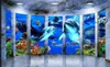Carta da parati murale personalizzata Spazio 3D, Delfini marini squisiti, Carta da parati con decorazione murale per soggiorno, camera da letto, madre e bambino