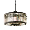 American Retro Luster K9 Crystal E14 Pendant Light Round Matte Black Round Hanging Lamp för middag Tabell Vintage Suspend Lamp LLFA238Z