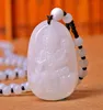 White Jade Eight Patron Buddha Pendant Long Necklace Male and Female Birthstone Buddhism Jewelry Peace of Mind and Healing Gems