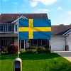 스웨덴 배너 3ft x 5ft 매달려 깃발 폴리 에스테르 스웨덴 국기 배너 야외 실내 실내 150x90cm 축하