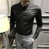 Långärmad formell skjortor för män Solid Slim Casual Basic Tenn-down Collar Business Dress Shirts Korean Camisas Masculina