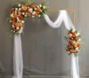 Cadre d'arrière-plan de porte de mariage de couleur or et blanc, matériau en fer, étagère d'exposition extérieure, support de fleurs, support de ballons