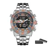 KT Mens Quartz Analog Digital Watch Luxury Fashion Fashion Sport Wristwatch 50m Montres de bande en acier inoxydable imperméable pour hommes Business5036880