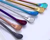 Stainless Steel Stirrer Drinking Straw Mixing Coffee Spoon Straws Tableware Kitchen Dining Barware Rose Gold Rainbow Drop Shipping