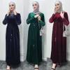 무슬림 벨벳 맥시 드레스 Abaya 내부 전체 길이 긴 가운 가운 가운 튜닉 튜닉 Jilbab Jalabiya 중동 라마단 아랍 이슬람교