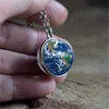 2019 nouvelle galaxie terre Double face boule de verre pendentif collier univers espace Art photo fait à la main bricolage collier ras du cou