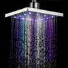 Romantic Automatic Changing Magic 7 Color 5 LED Lights Handing Rainfall Shower Head Square Head for Water Bath Bathroom New #F