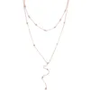 2019 Collana sexy da donna nuova catena in argento sterling 925 doppio strato con collana AAA Cubic Zirconia Y girocollo gioielli1227824