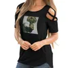 Fashion Printed Off Shoulder T-shirts Women Summer Short Sleeve Tshirts 2019 Hot Sale Streetwear Hollow Tops