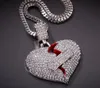 hip hop jewelry with Zircon iced out chains Vintage High grade Love heart Pendant necklace diamond jewelry whole mens necklace264D