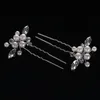 Brudhuvudstycken tillbehör Pearl Flower U Hårklipp Kristall Rhinestone Bride Hair Stift Pin Hearwear Wedding Jewelry