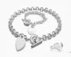 Chaîne à maillons épais en argent 2020 avec bracelet en plaques de coeur en argent et colliers pendentif charmant costume 2pcs de haute qualité avec boîte et 238R