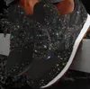 Luxus Womens Casual Schuhe Schwarz Weiß Funkelnden Frauen Niedrig Glitter Pump Designer Trainer Platform Sneaker