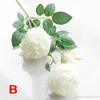 3 헤드 인공 꽃 모란 꽃다발 실크 꽃 신부 꽃다발 웨딩 홈 파티 장식 AL01에 대한 생생한 가짜 장미 꽃을 가을