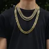 High Quality Yellow White Gold Plated Cuban Chain Necklace Bracelet Set for Men Cool Hip Hop Jewelry Gift6058986