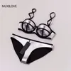 Muxilove 100% Neoprenowe Lato Wyściełane Push Up Set Bikini Kobiety Seksowny Strój Kąpielowy Stroje Kąpielowe Kostium kąpielowy Biquini Swim Siatek Gold Silver Y19062801