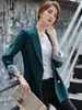 Partihandel och höst Nya High-Down Women's Interview Professional Work Kläder Solid Färg Stor Storlek Små kostym Lång Blazers Jacka