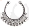 Hot Nose Ring Crystal Nose Hoop Nose Ringar Body Piercing Smycken Fake Septum Clicker Non Piercing Hanger Clip On Women Body Smycken WCW713