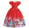 Grands enfants robe longue Maxi robe de princesse fête FancGirls robes robe de noël robes fantaisie rétro mince dessin animé impression robe Costume BYP6400