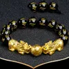 Natural Obsidian Buddha Bead Armband för män Kvinnor Pixiu Armband Feng Shui Jewelry247K