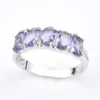 Luckyshine New Arrival Full New Oval 5- Stone Natural Amethyst 925 Sterling Silver Placed for Women Charm Gift Idea Rings SHI341S