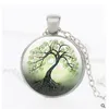 Fashion Tree of Life Pendant Necklaces Time Gem Cabochon Glass charm Silver Black Bronze Link chain For women Men s Luxury Jewelry