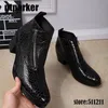 6.8 CM Salto Homens Botas de Couro Genuíno Preto Botas de Homens Dedo Do Dedo Do Pé Redondo Sapatos de Salto Alto Ankle Boots Homens Do Partido e do Casamento