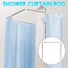 Aço inoxidável / liga de alumínio L / U ajustável Banho Shower Curtain Rods Curvo Rail Rod Banho Bar até 20kg Bearing T200601