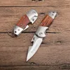 1Pcs Fengyuan Small Folding Knife 440C Satin Blade Wood Handle EDC Pocket Knives With Bottle Opener And Key Chain