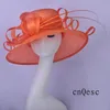 2019 Pembe Siyah Sinamay Şapka Şapka Kilise Şapkası Düğün Gelin Duşu için Gelin Wlong Devekuşu Anne Omurga2546494