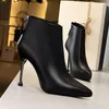 Hot Sale- Pointed Toe Sexy High Heels Ankle Boots For Women Autumn Spring Fashion Party Dress Thin Heel Short Boots Shoes