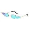 Luxus Mode Feuer Flamme Sonnenbrille Frauen Randlose Welle Sonnenbrille Metall Shades Für Vintage Frauen Spiegel Brillen UV4007990756