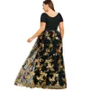 Rosegal Plus Size Floral Sequined Maxi Dress Women Deep V Neck Short Sleeve Ladies Dresses Elegant Evening Party Vestidos Dress T5190613