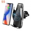 S5 chargeur de voiture sans fil 10W serrage automatique charge rapide téléphone rotation à 360 degrés dans la voiture pour iPhone Huawei Samsung téléphone intelligent