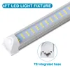 Estoque em US + 4FT LED Tubes Light 60w Integrado T8 LED Tubo de Luz 8 pés Double Laters 288LEDS 6500 Lumens AC 110-240V, 25 pcs