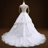 Fantastic Beading Off Shoulder Wedding Dresses With Three Layers Ruffle Lace Applique Bandage Plus Size Party Dress For Bride Vestidos De