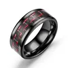 8 MM Wedding Band Branco Preto De Fibra De Carbono Inlay Anéis De Tungstênio para Homens Mulheres Tamanho 6-13 Moda Novo Casal De Aço Bandas Anel