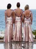 Nieuwe Royal Blue Pailletten Bruidsmeisjes Jurken 2019 voor Bruiloften Gastjurk Juweel Neckless Floor Lengte Plus Size Formele Maid of Honor