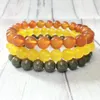 MG0305 8 mm Natural Gem Stone Bracelet Set High Quality Pyrite Carnelian Bracelet Chakra Wrist Mala Yoga Bracelet