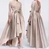 Szampana Koronka Plus Size Matka panny młodej Dresses 2020 Wysoka Niska Matka Groom Gowns Party Dress