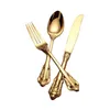 Lace cutlery set Stainless steel golden color spoon knife fork flatware gold restaurant hotel dining accessories