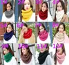 Écharpe au crochet de couleur unie pour femmes tricoté hiver écharpes à anneaux toriques Snood femme chaud doux infini écharpe dames rose rouge anneau Wra DA068