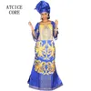bazin riche nakış tasarım uzun elbise LA078202F için afrika kadın elbiseleri
