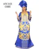 Afrykańskie sukienki na kobietę Bazin Riche Haft Design Long Dress La078295c